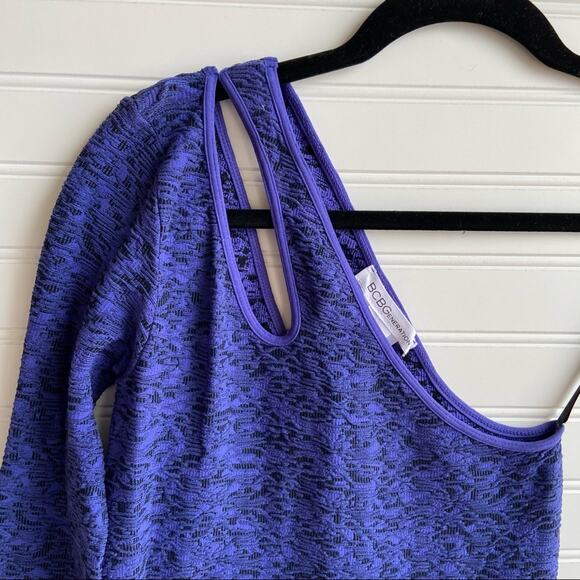 BCBGeneration XS/S Purple Cutout One Shoulder Long Sleeve Bodycon Mini Dress - Picture 3 of 6